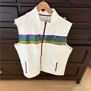 Women's Mardi Gras Sequin Stripe Vest